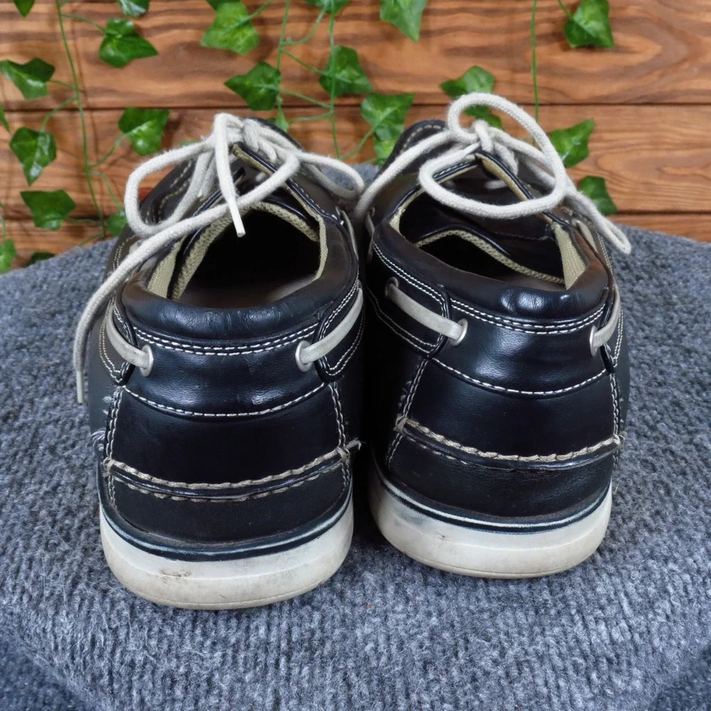 Dexter 61116 Mens Boat Shoe Size 12 Wide Nautical Walking Black Leather Upper
